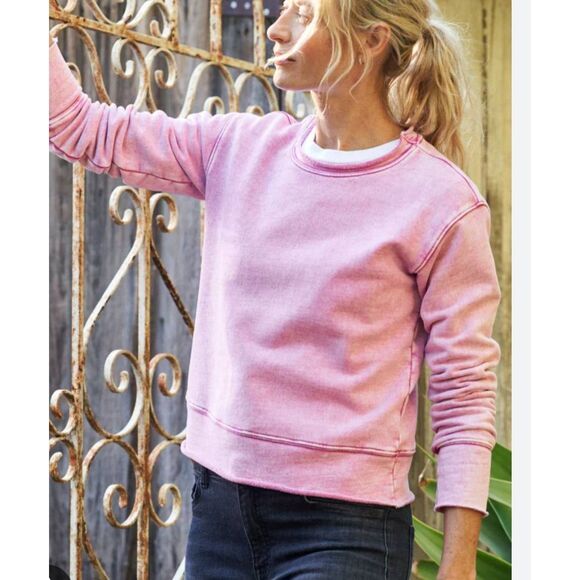 Frank & Eileen - Boyfriend Crew Neck Sweatshirt in Mineral Pink sz Small - Picture 1 of 5
